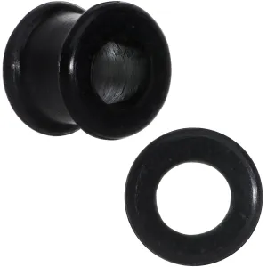 00 Gauge Flexible Black Silicone Double Flare Tunnel Plug Set