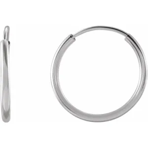 14K White Gold 12 mm Flexible Endless Huggie Earrings