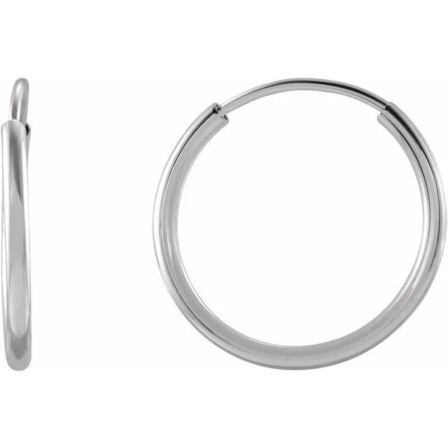 14K White Gold 12 mm Flexible Endless Huggie Earrings