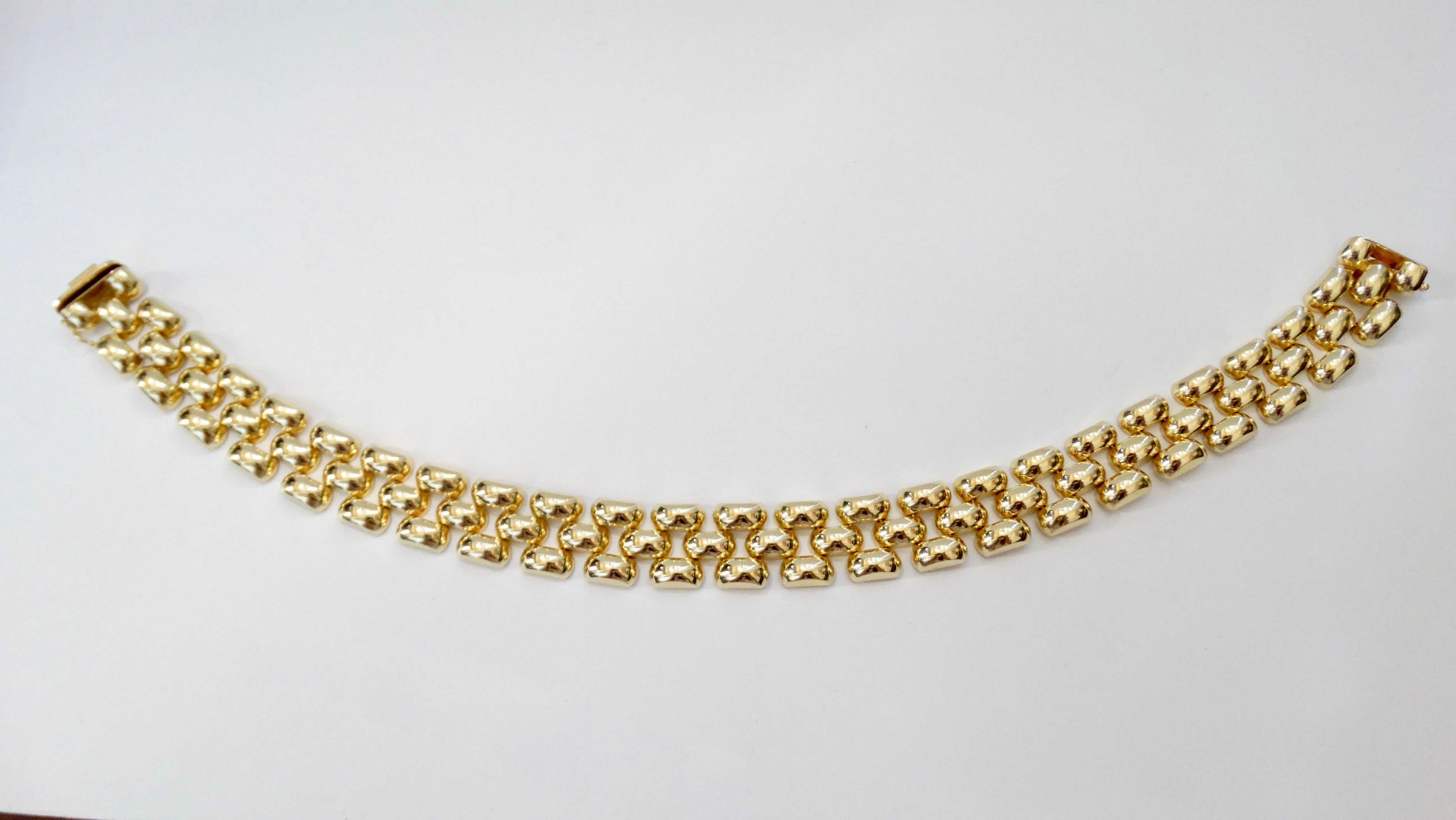 14k Yellow Gold Flexible Panther Link Collar Necklace