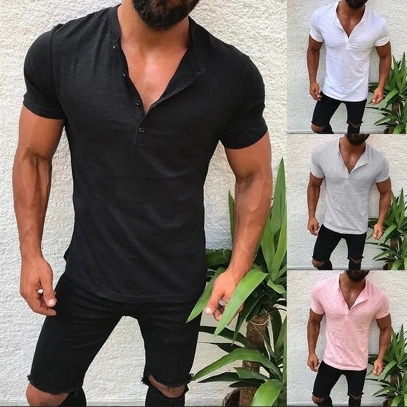 2019 Summer Polo Shirt Men Short Sleeve Casual Slim Fit Cotton Polo Shirt