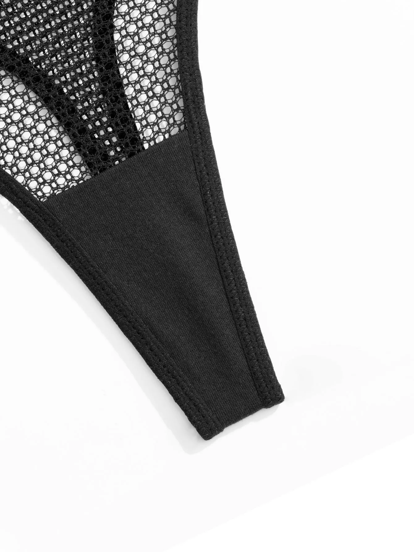 3 PCS Mid-Waisted Sexy Breathable Thongs Black