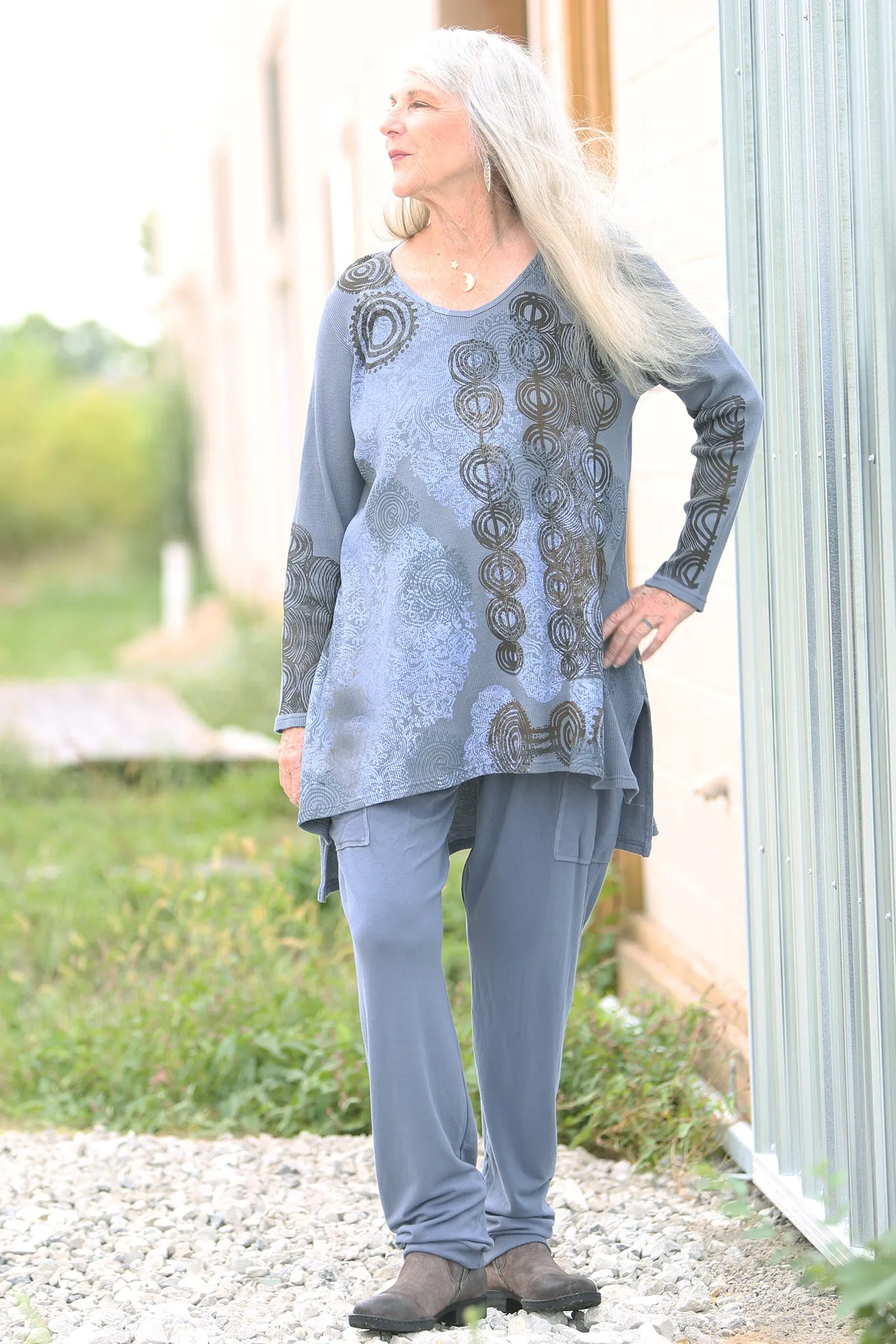 3293 Bamboo /Organic Cotton Knit Pant w huge pockets-Lake-U