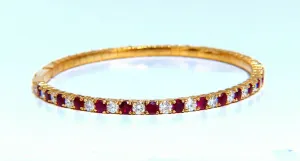 4.65ct vivid red natural ruby diamonds tennis Flexible Bangle bracelet 14kt
