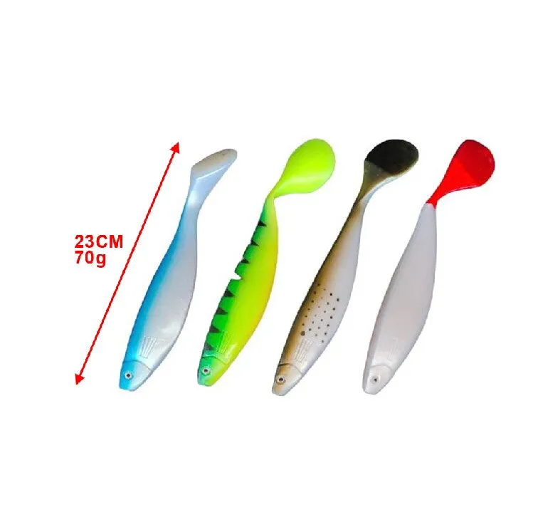 4pcs Extra Large Paddle Tail Swimbaits Soft Plastic Lure 9"(23cm) 70g