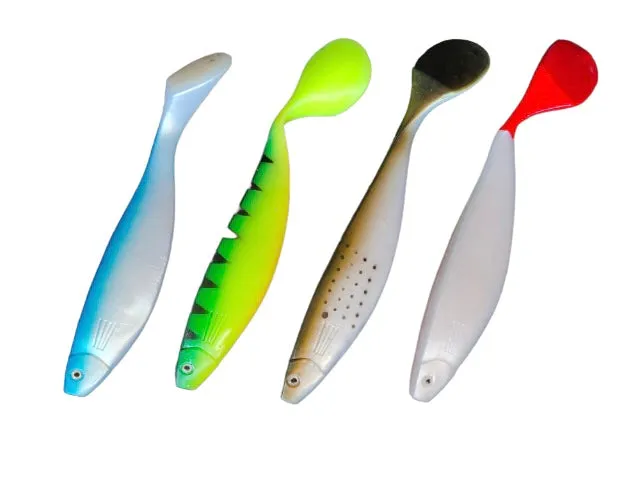 4pcs Extra Large Paddle Tail Swimbaits Soft Plastic Lure 9"(23cm) 70g