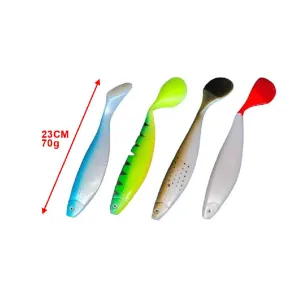 4pcs Extra Large Paddle Tail Swimbaits Soft Plastic Lure 9"(23cm) 70g