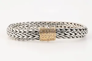 8.5" John Hardy 925 Silver Yellow Gold Classic Woven Bracelet (71.25g.)