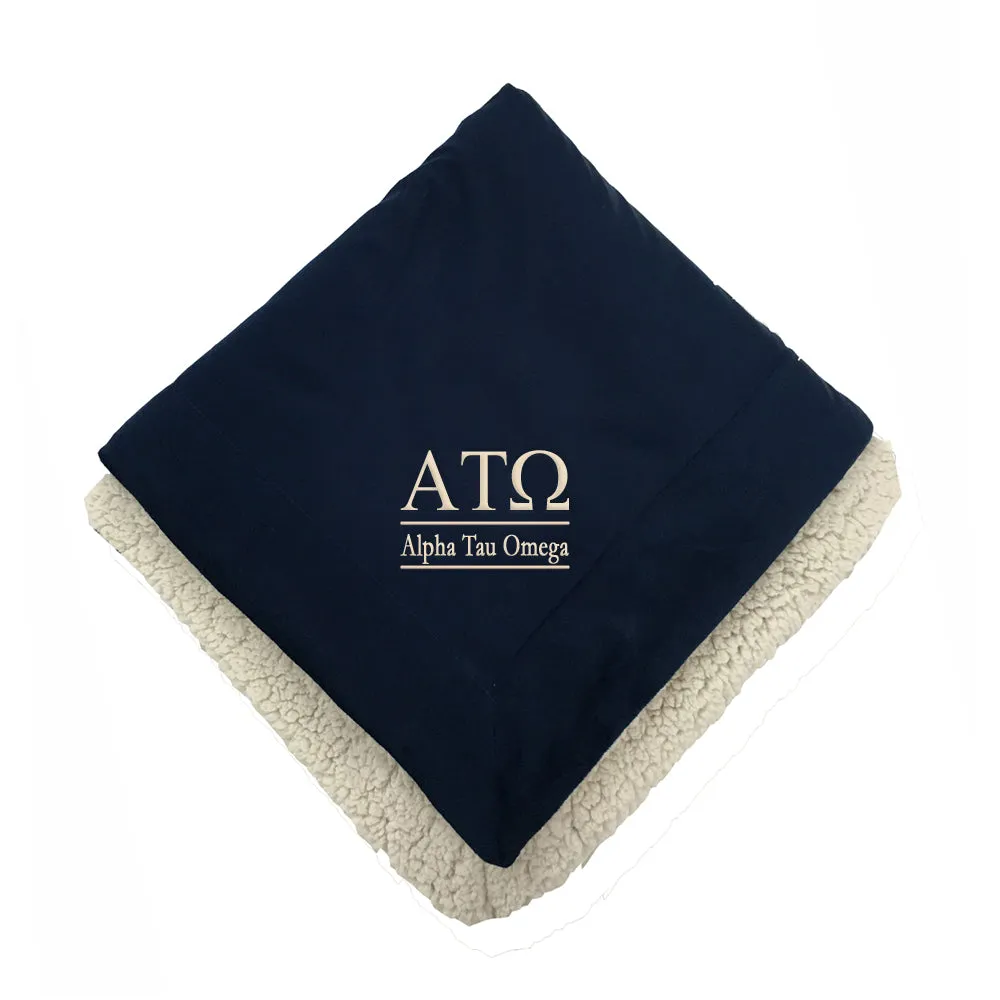 Alpha Tau Omega Sherpa Lined Blanket