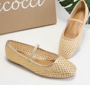Ballerina Flats- Natural Raffia