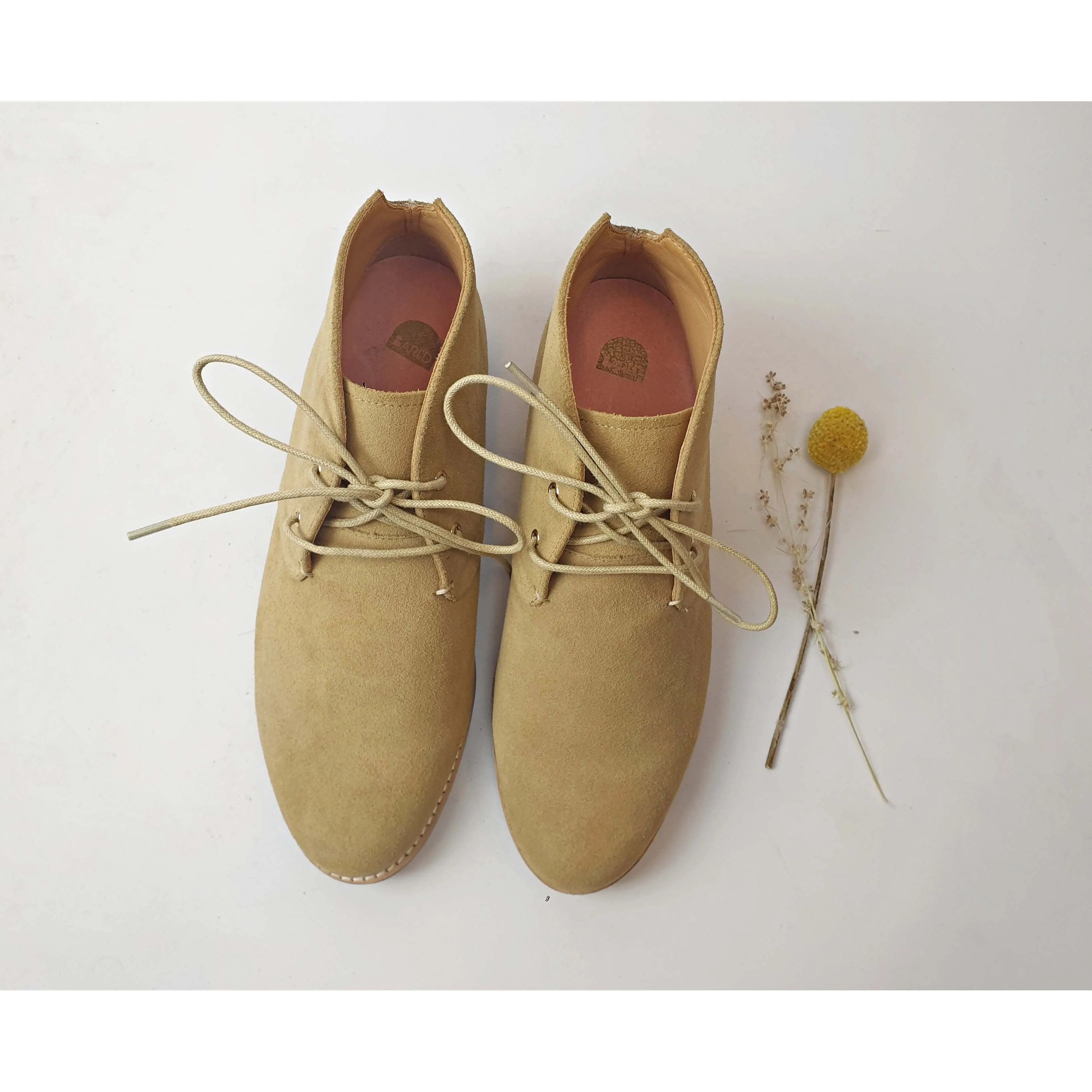 Bared beige soft neubuck leather laceup boots size 39