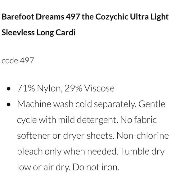 Barefoot Dreams Sleeveless long cardigan