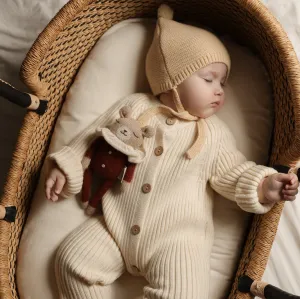 Bebe Ribbed Cozy Jumpsuit (Cream White)