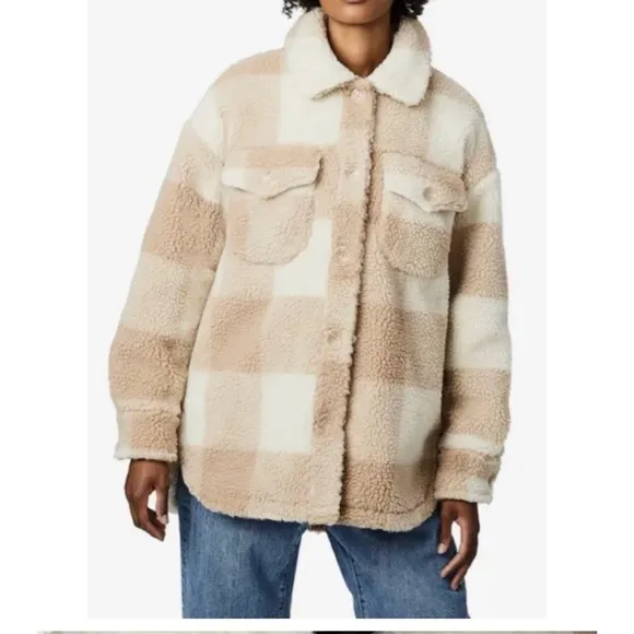 Bernardo Size XL Cozy Faux Shearling Barn Jacket W/Oversized Patch Pockets