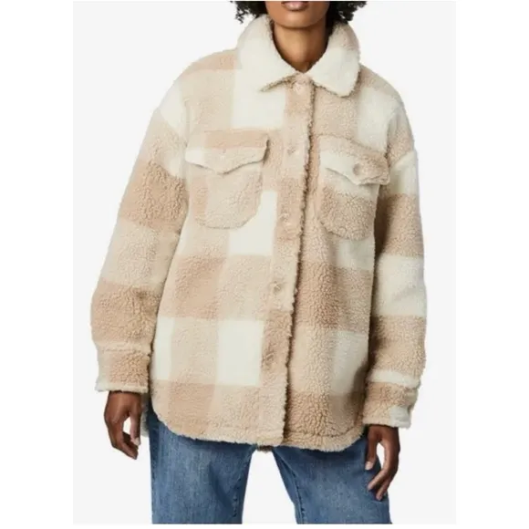 Bernardo Size XL Cozy Faux Shearling Barn Jacket W/Oversized Patch Pockets