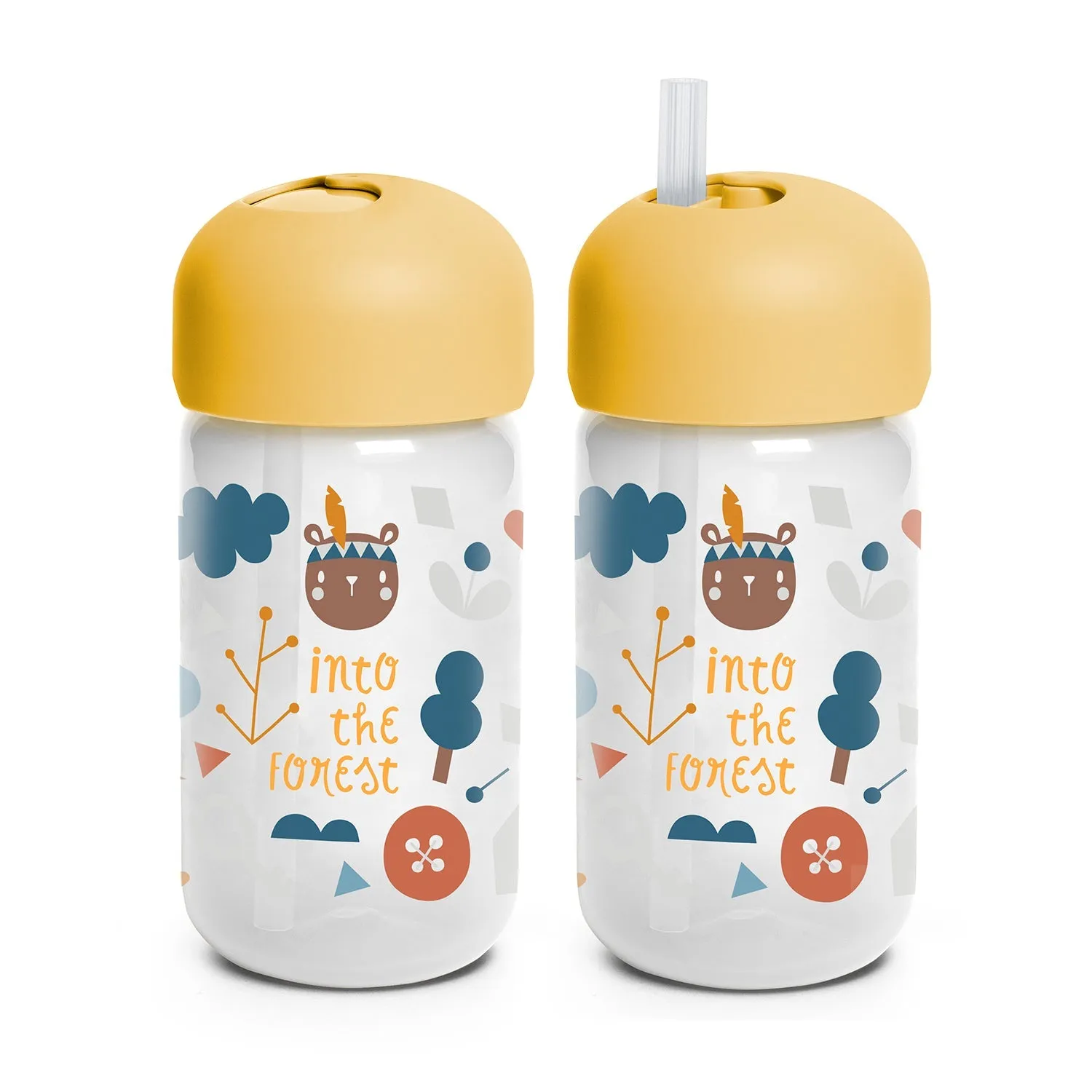 Botella con bombilla de silicona Suavinex Forest 340ml  18 meses