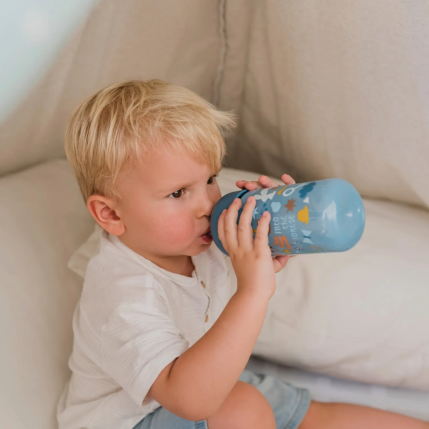 Botella con bombilla de silicona Suavinex Forest 340ml  18 meses