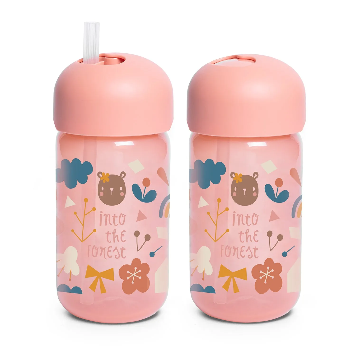 Botella con bombilla de silicona Suavinex Forest 340ml  18 meses