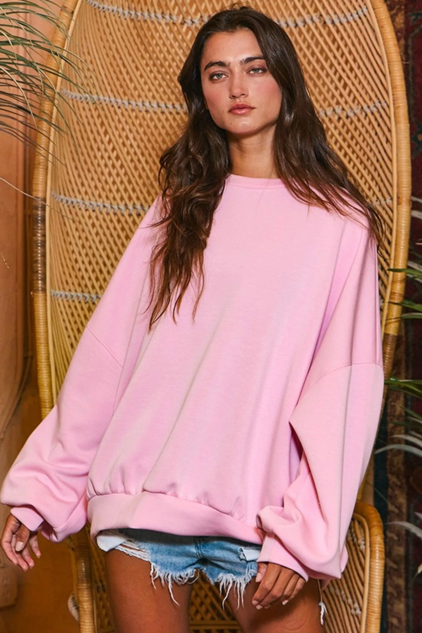 Bucketlist: Oversized Soft Scuba Sweatshirt in Pink