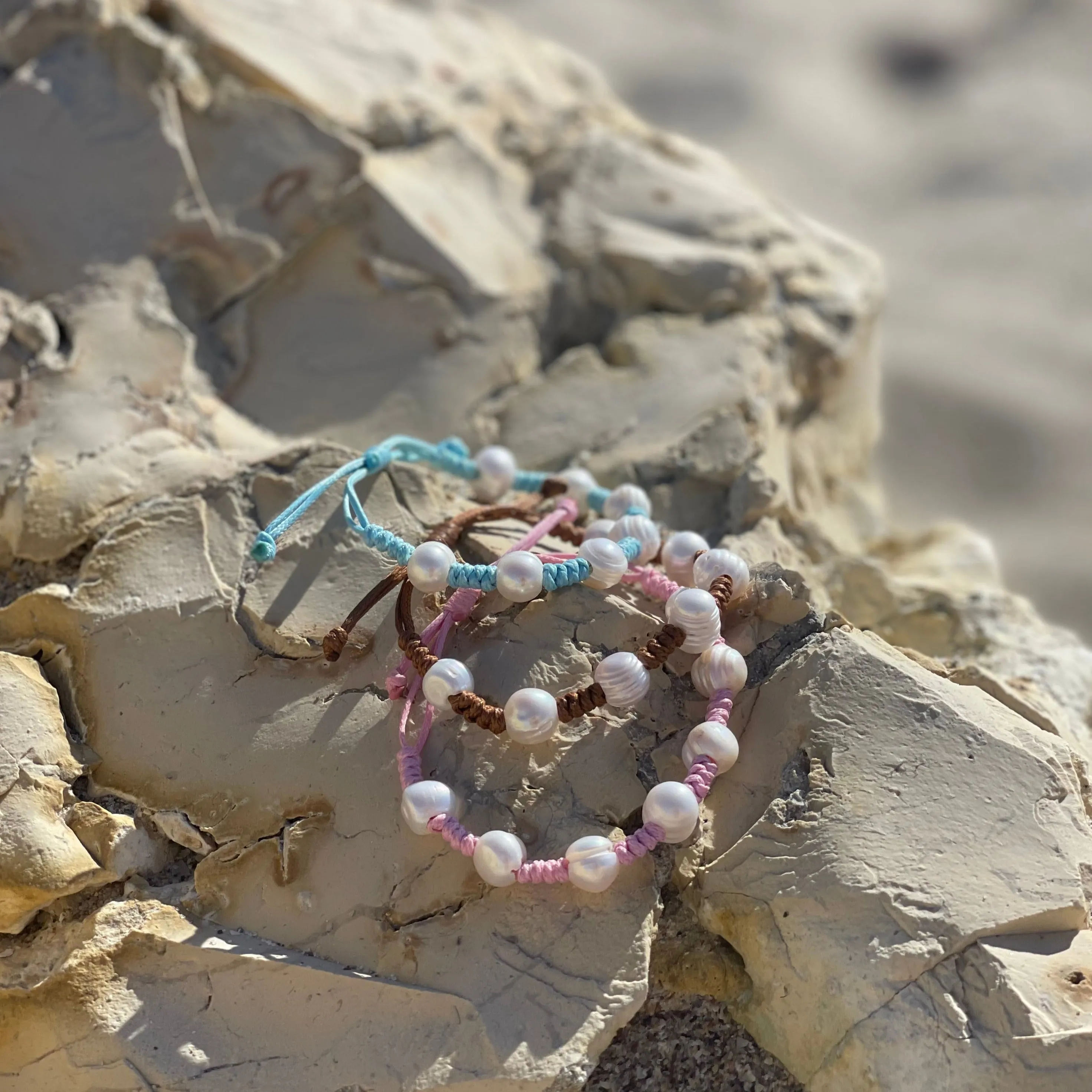 Capri Pearl Woven Bracelet- Blue