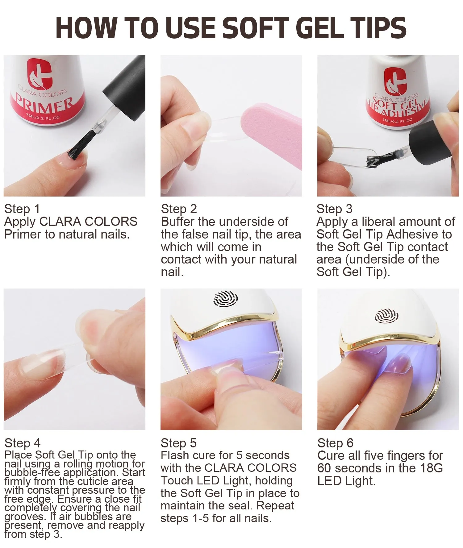 Clara Color - Full Cover Gel Tips - #13 Short Coffin 550pcs
