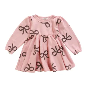 Cozii- L/S PUFF SLEEVE DRESS BOWS