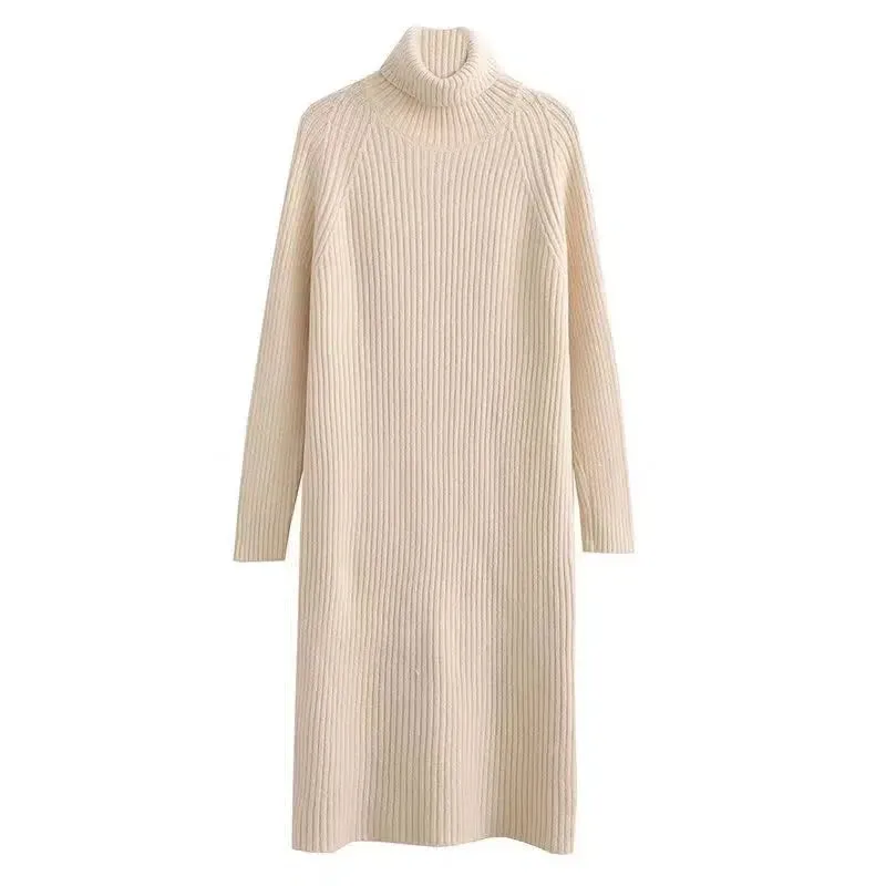 Cozy Ribbed Knit Turtleneck Dress