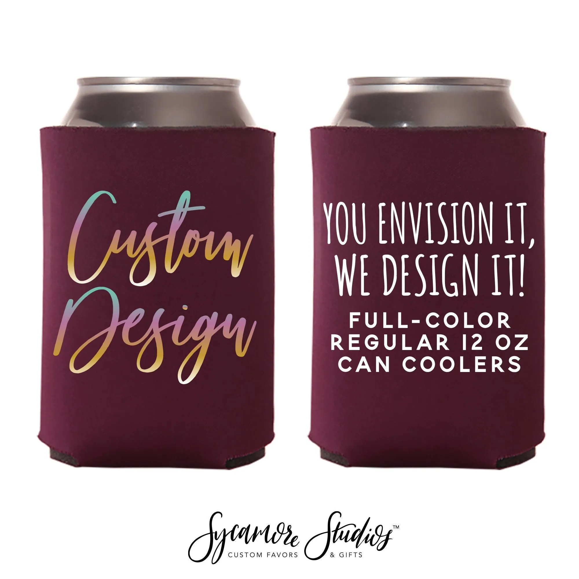 Custom Full-Color Regular 12oz Wedding Can Cooler
