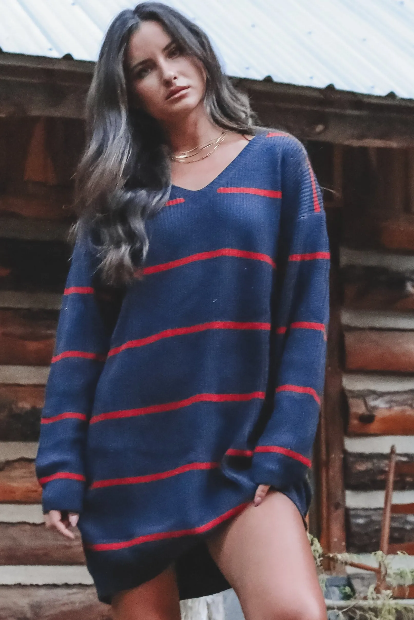 DEAL Wear Wherever Oversized Striped Sweater Dress