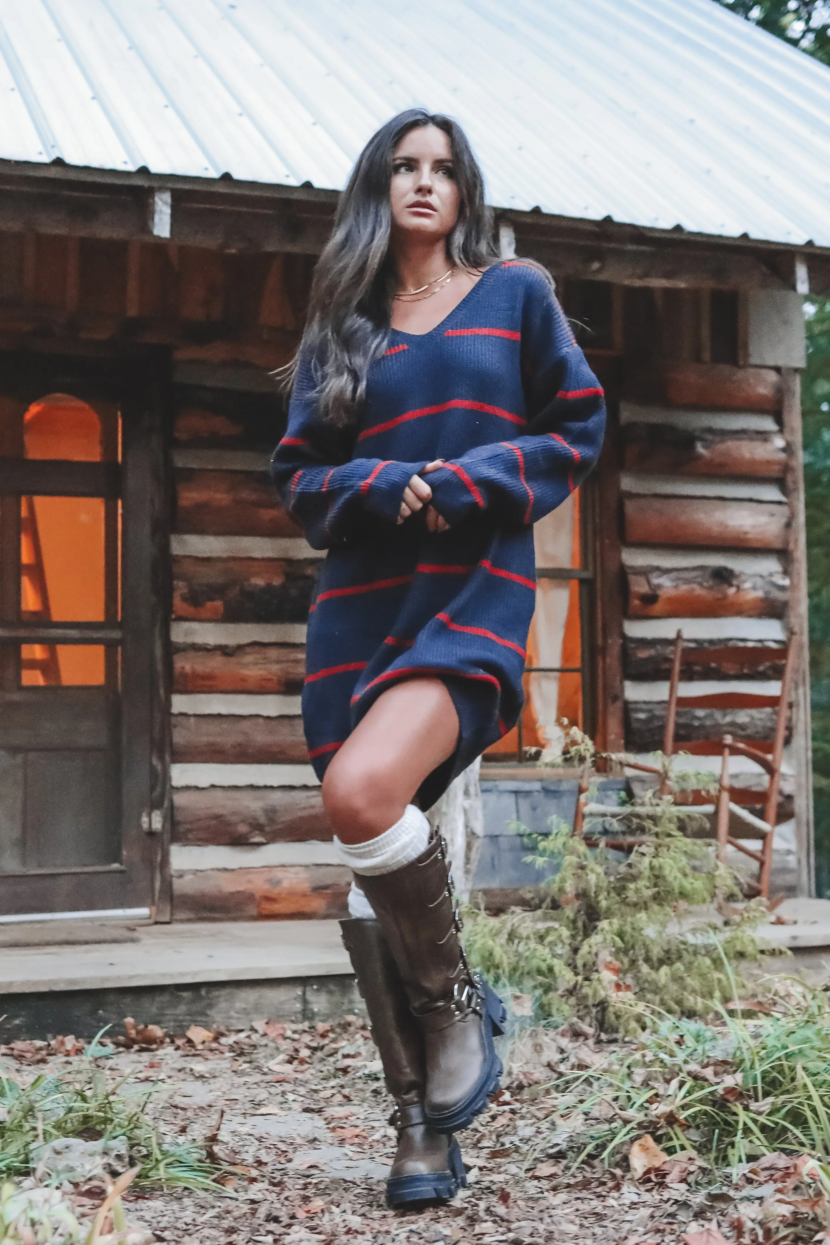 DEAL Wear Wherever Oversized Striped Sweater Dress