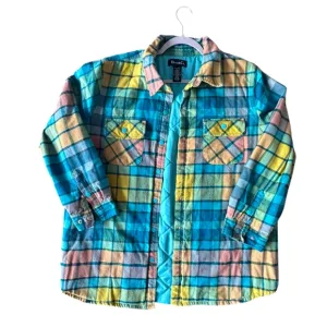 Denim&amp;Co XL Plaid Lined Snap Shacket XL