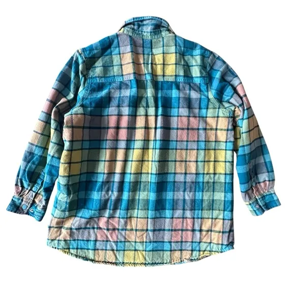 Denim&amp;Co XL Plaid Lined Snap Shacket XL
