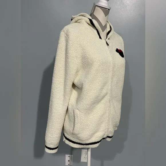 Disney collection Cream Hooded Zip-Up Jacket with Black and Red Accent