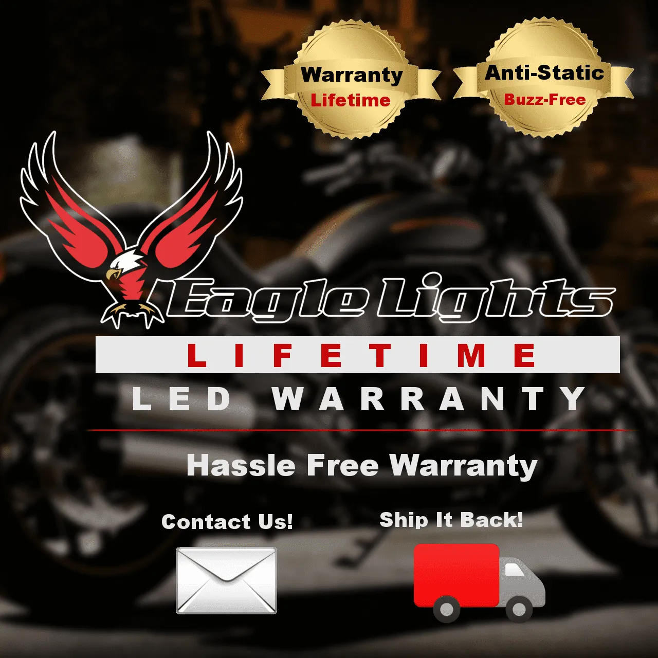 Eagle Lights 3 1/4" Front and Rear LED Turn Signal Kit for Harley Davidson Motorcycles - Generation I / Red Rear Turn Signals