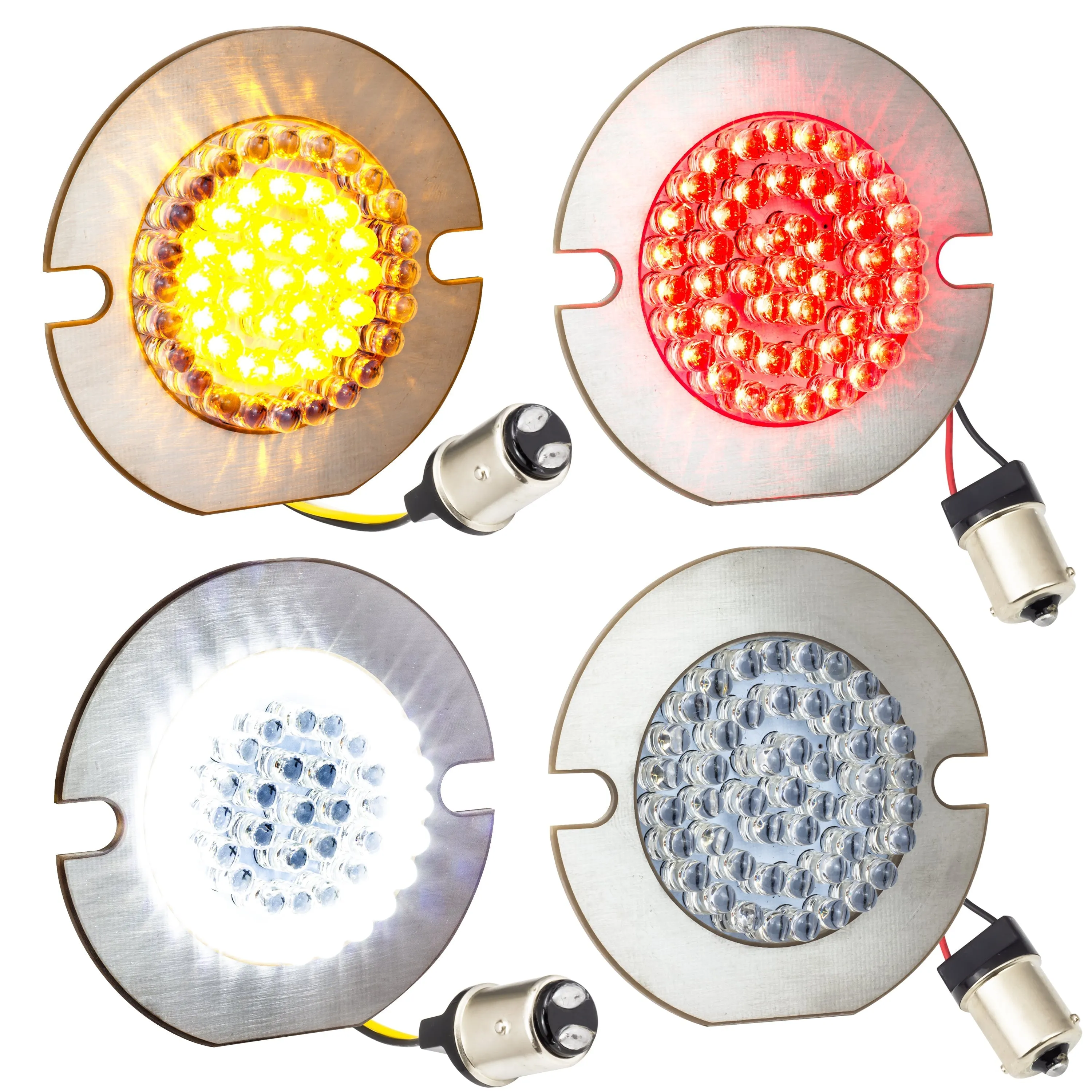 Eagle Lights 3 1/4" Front and Rear LED Turn Signal Kit for Harley Davidson Motorcycles - Generation I / Red Rear Turn Signals