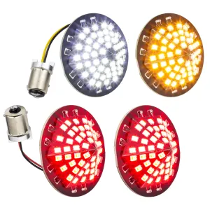 Eagle Lights Midnight Edition Generation III Front and Rear LED Turn Signals Kit for Harley Davidson Motorcycles - 1157 Front / 1156 Red Rear