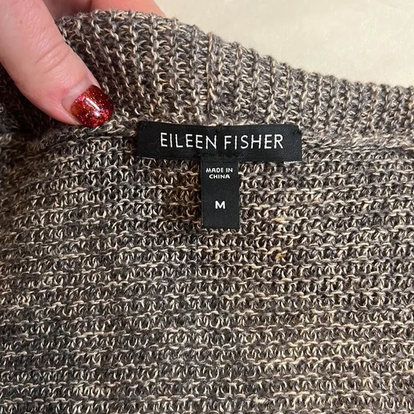 Eileen Fisher Brown Open Front Cardigan