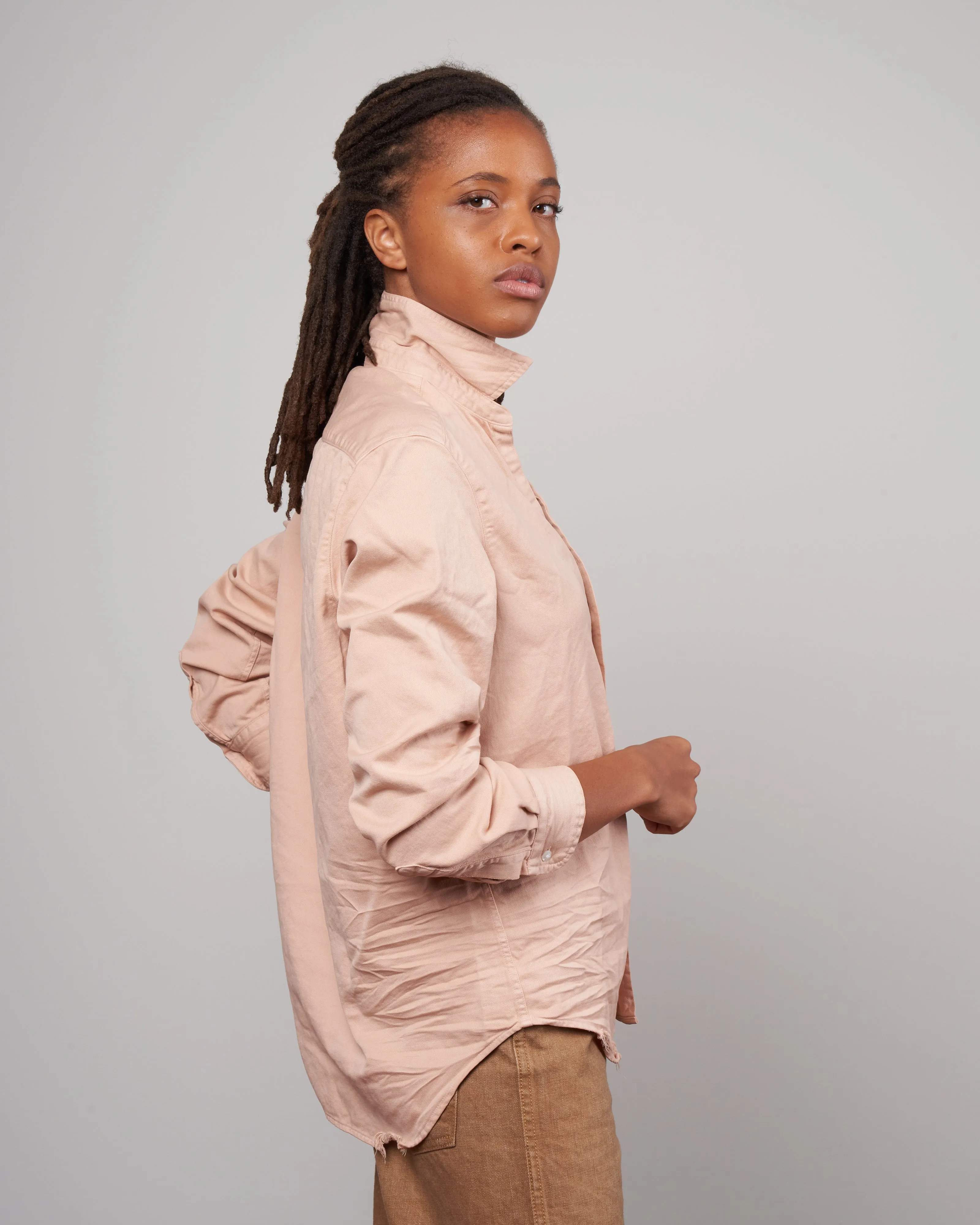 eileen woven button up - vintage peach