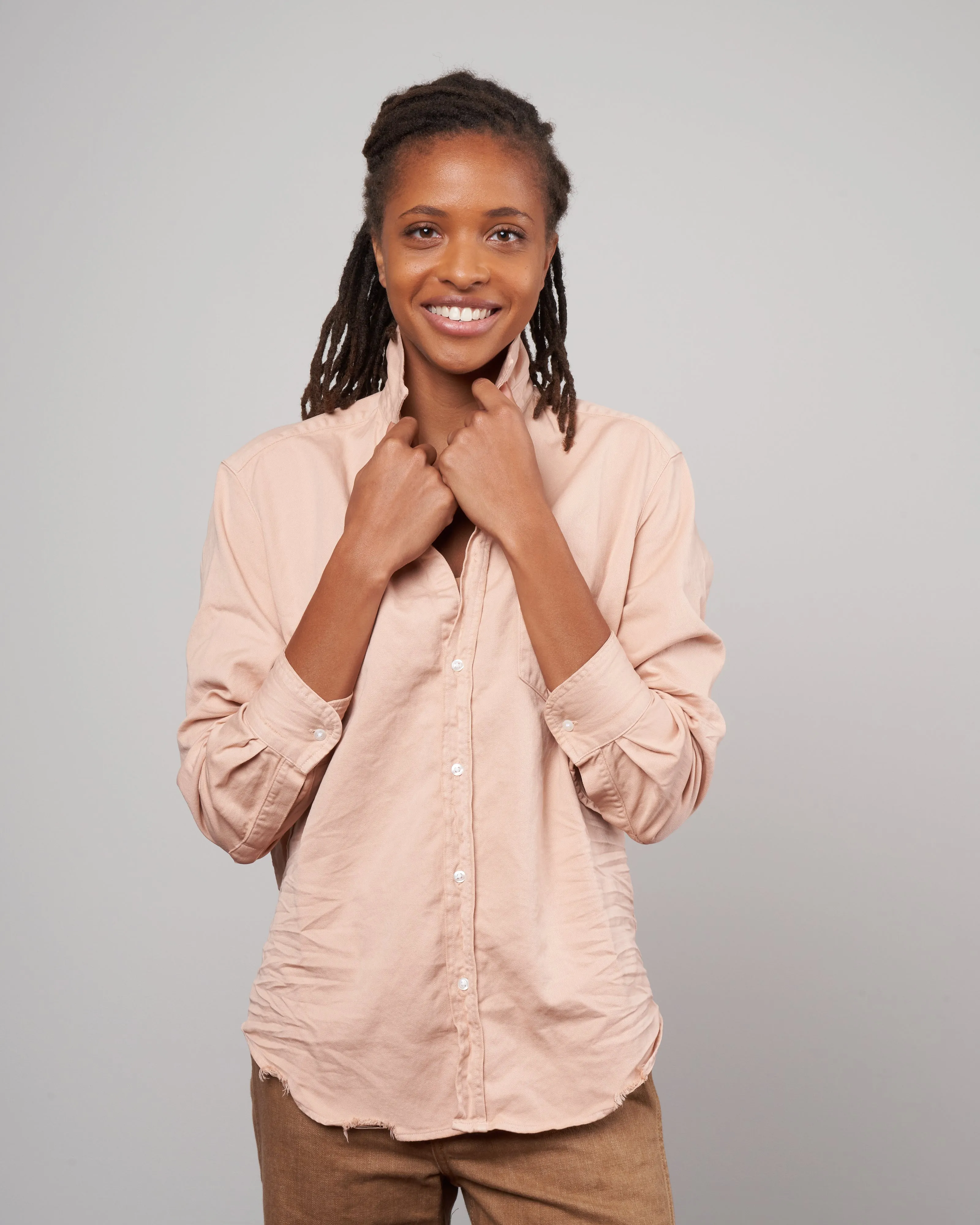eileen woven button up - vintage peach