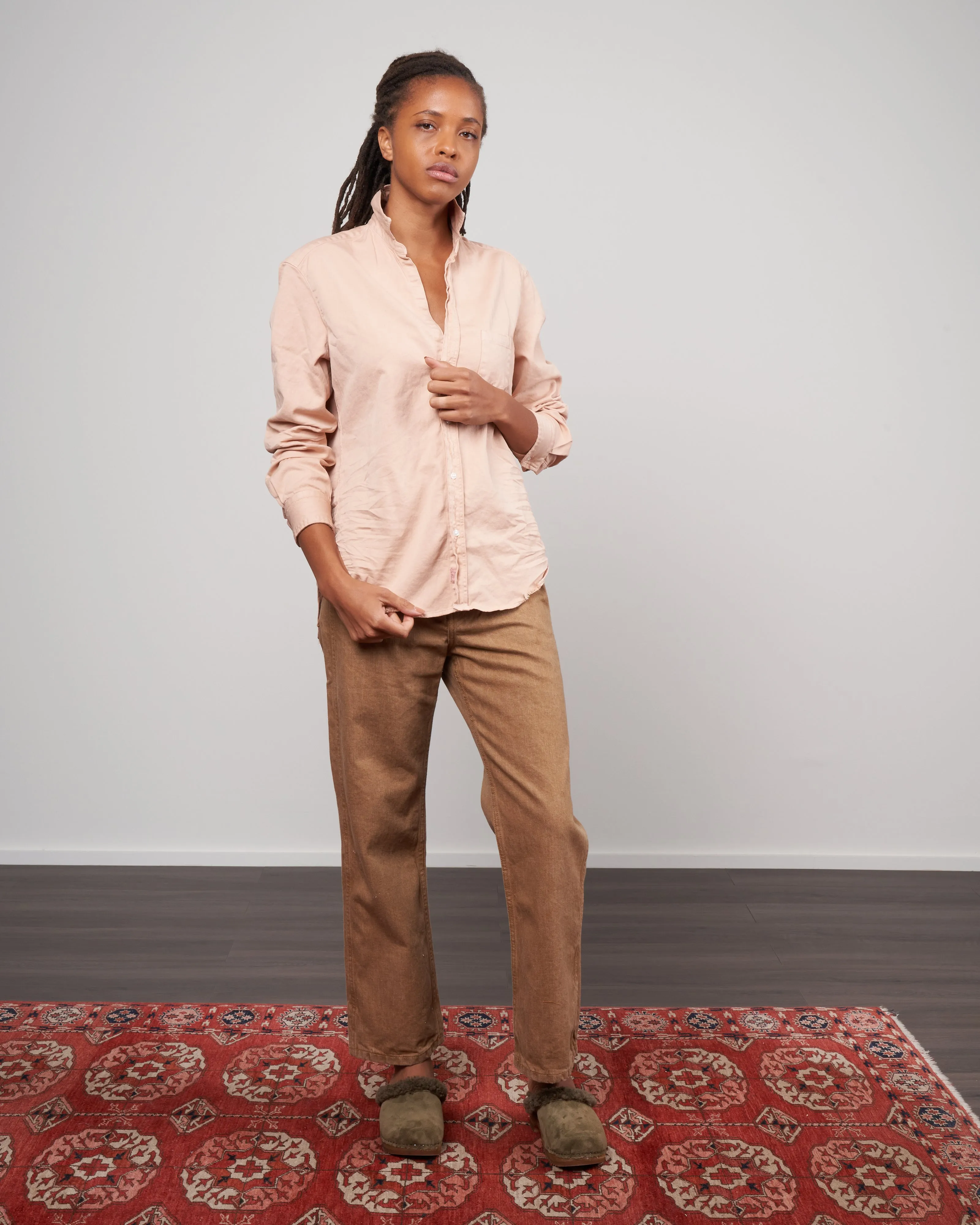 eileen woven button up - vintage peach