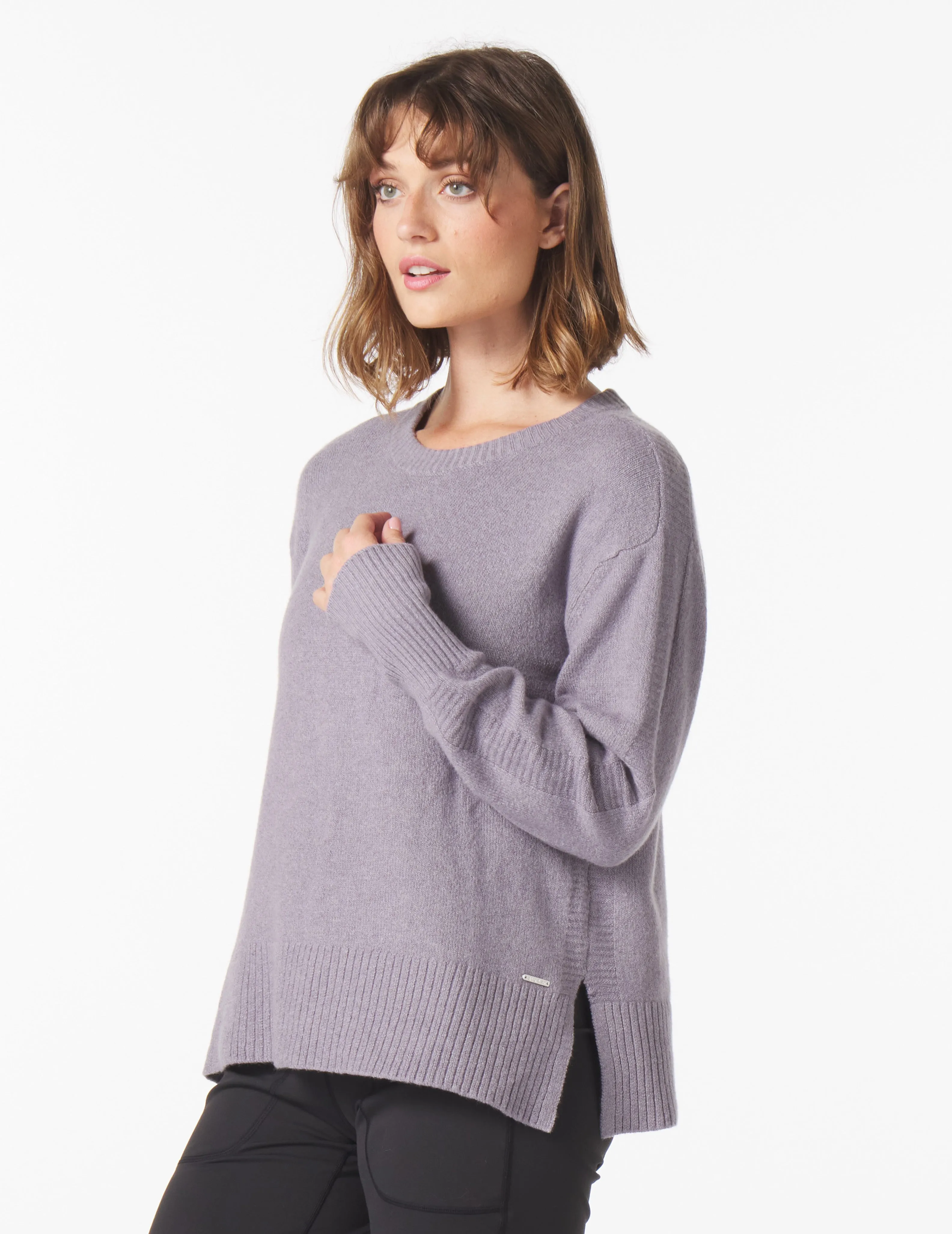 Elevated Knit Crew: Dusty Lavender
