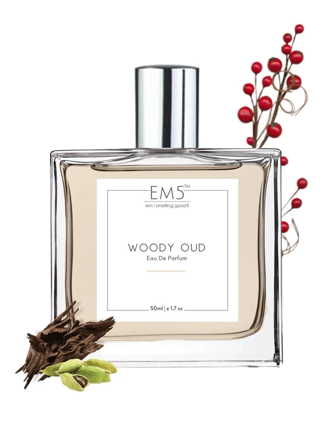 EM5™ Woody Oud Unisex Perfume EDP Spray for Men & Women | Woody Oud Spicy Fragrance Accords | Luxury Gift for Him / Her | Variants Available: 50 ml Spray / 15 ml Spray