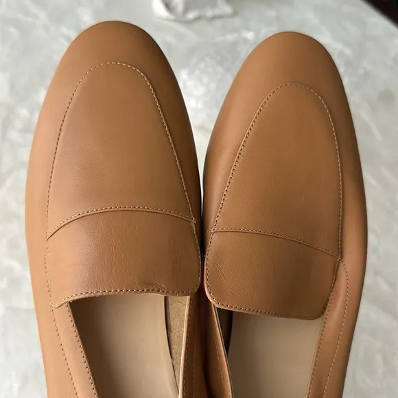 EVERLANE Caramel Tan The Day Loafer Preppy Flats Leather Modern Classic, 10.5