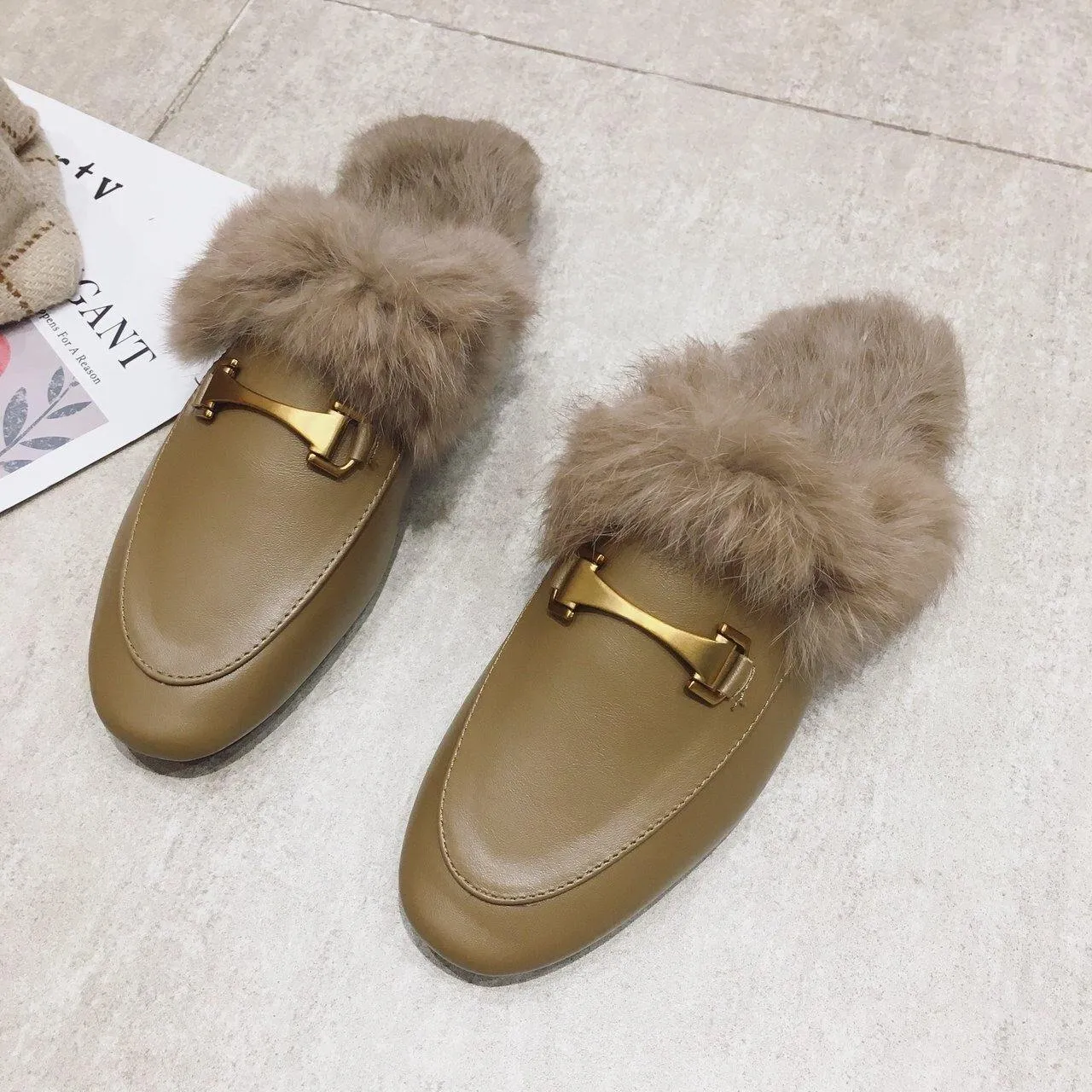 Faux Fur Flats
