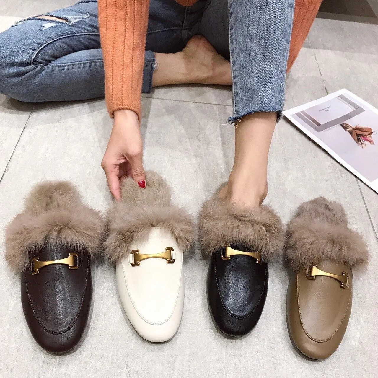 Faux Fur Flats
