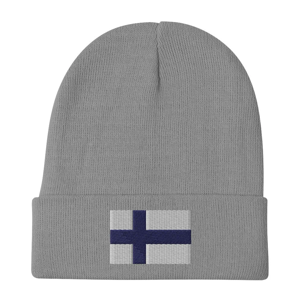 Finnish Flag Embroidered Beanie