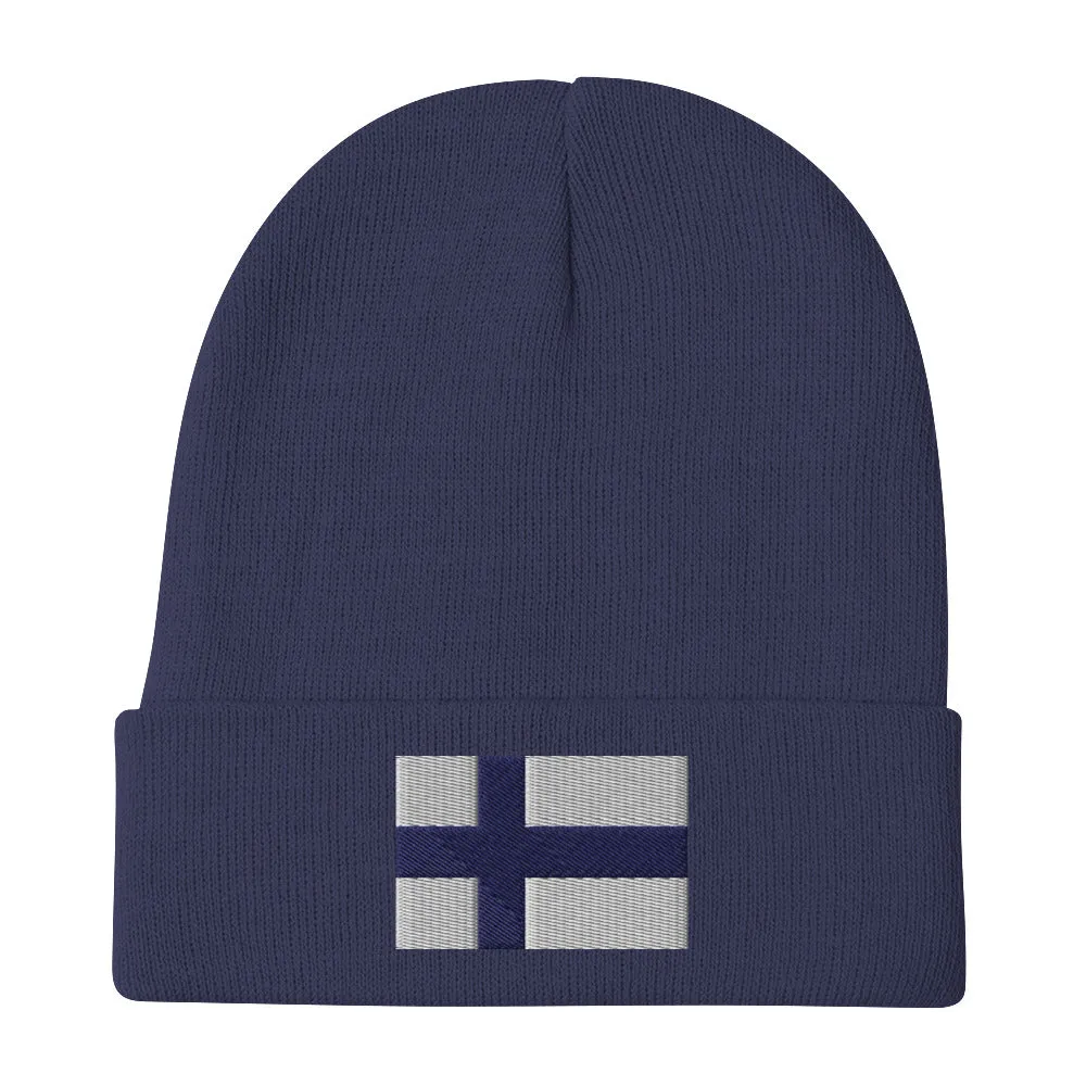 Finnish Flag Embroidered Beanie