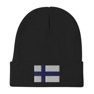 Finnish Flag Embroidered Beanie