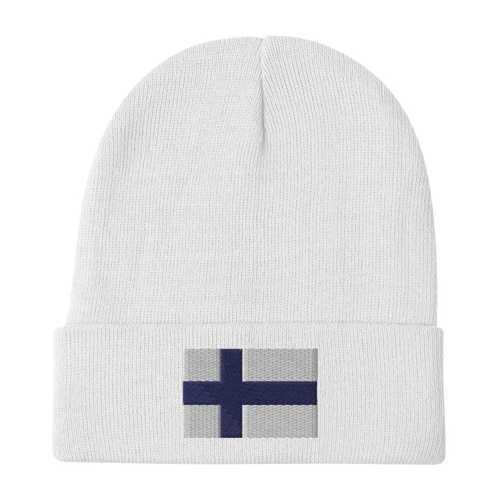 Finnish Flag Embroidered Beanie