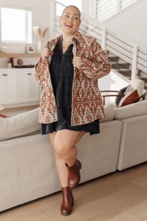Flannel Shacket in Aztec Print